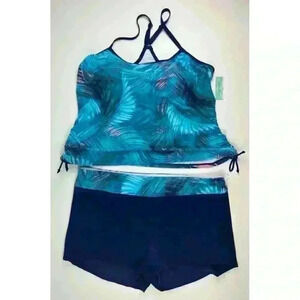 NEW! South Point Women's 24W Tropical Print Swim Tankini Top & Bottom NWT $98